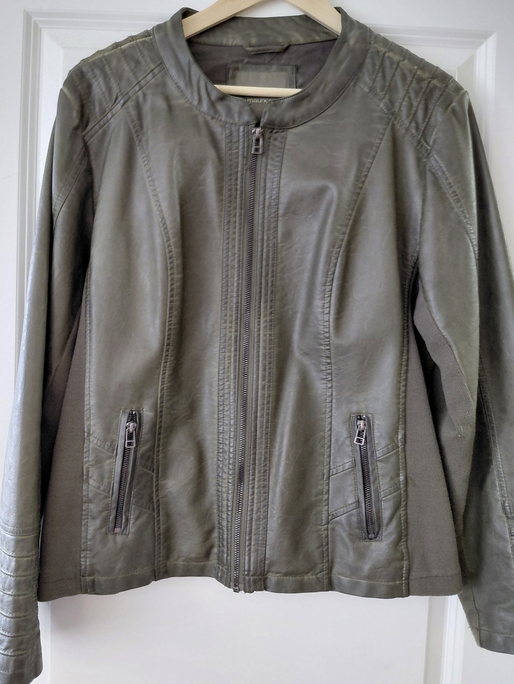 Maurices Olive Green Leather Moto Jacket